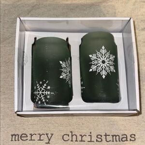 Green Snowflake Glass Set
